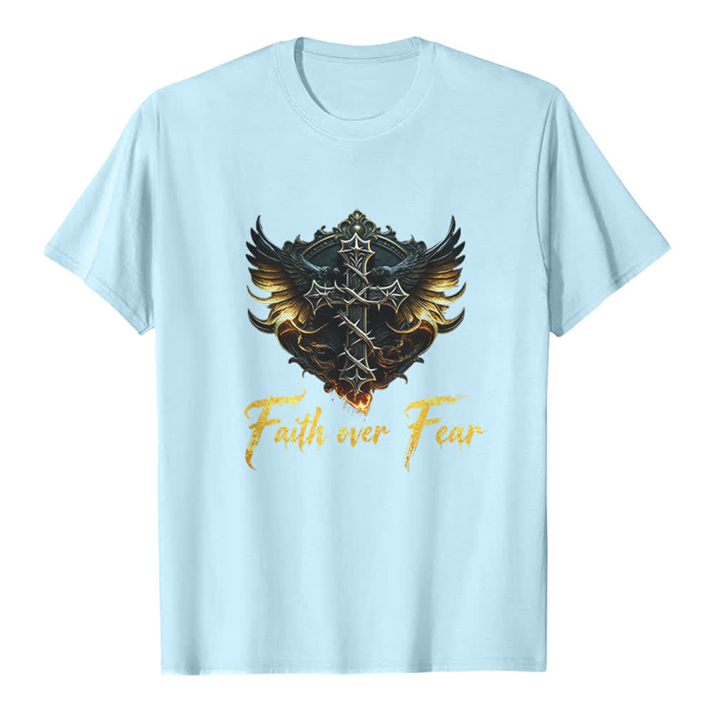 Christianartworkshop Flügel des Glaubens – Glaube statt Angst – Premium-T-Shirt - Blau - 2XL - image 5