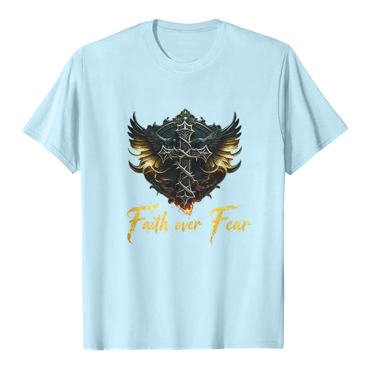 Christianartworkshop Flügel des Glaubens – Glaube statt Angst – Premium-T-Shirt - Blau - 2XL - image 5