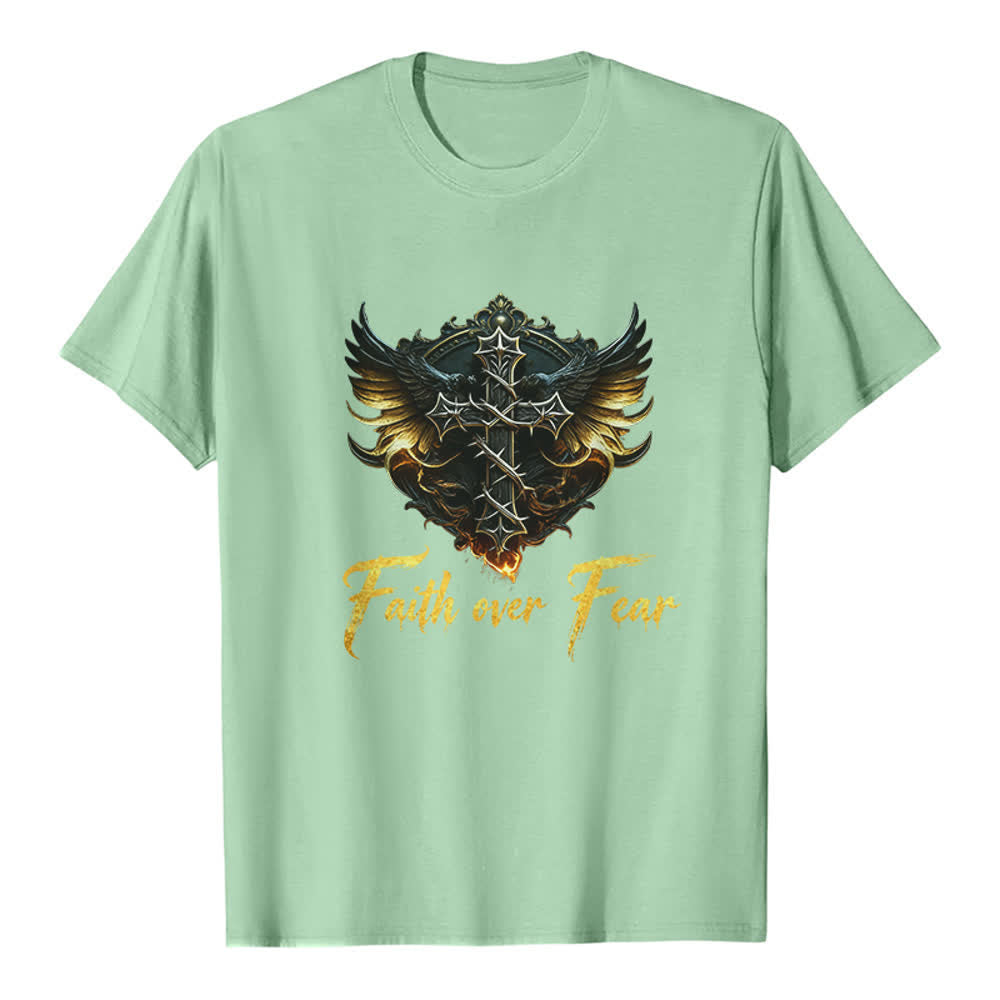 Christianartworkshop Flügel des Glaubens – Glaube statt Angst – Premium-T-Shirt - Hellgrün - 2XL - image 3