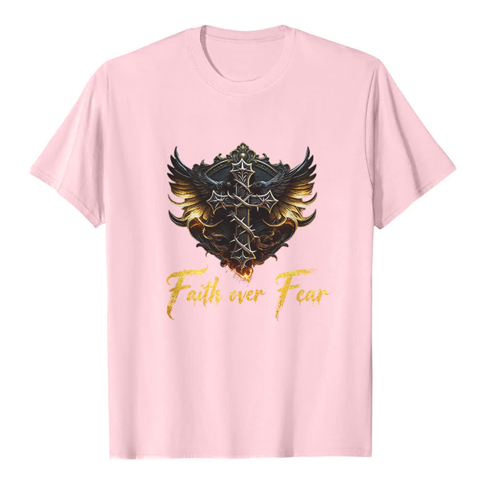 Christianartworkshop Flügel des Glaubens – Glaube statt Angst – Premium-T-Shirt - Rosa - 2XL - image 1