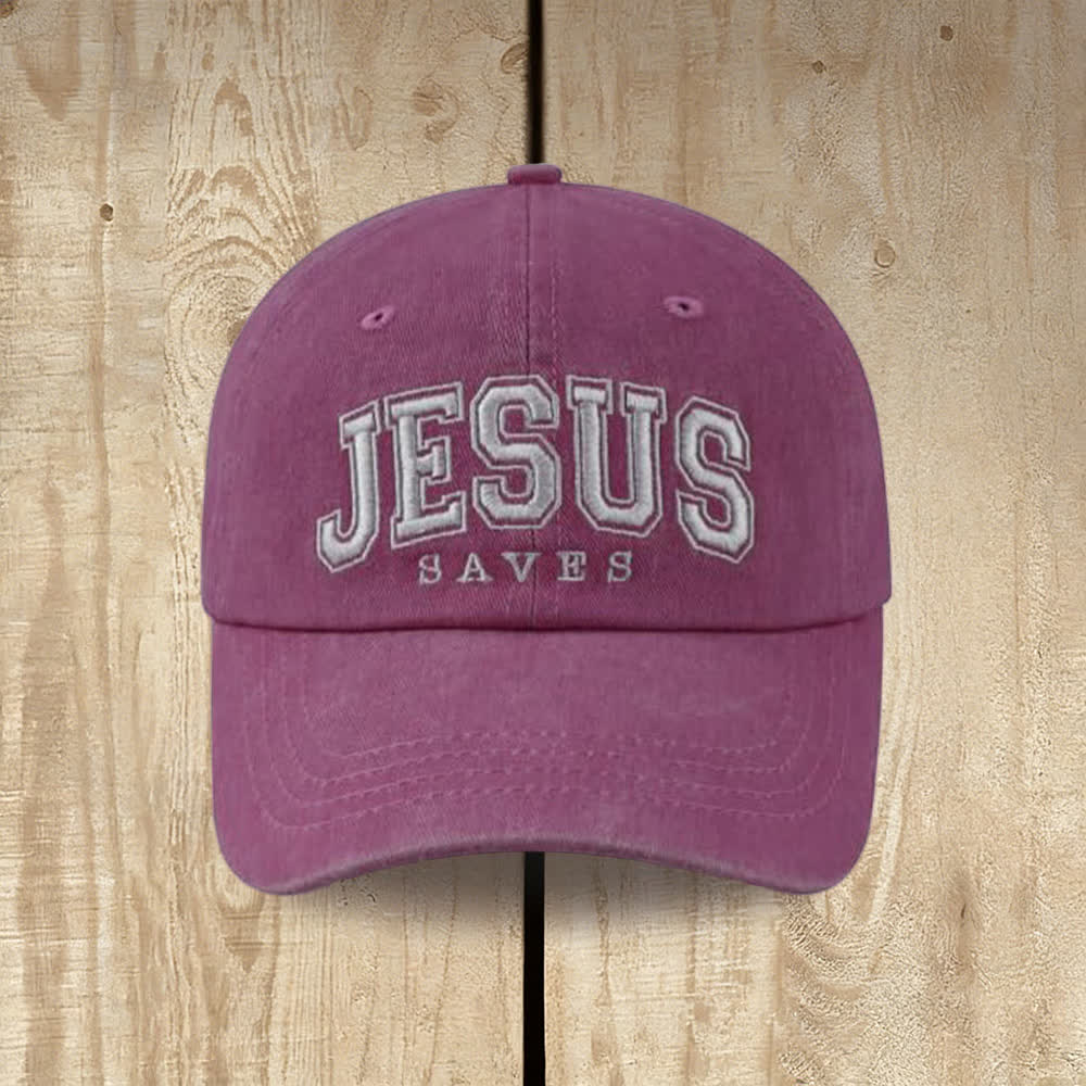 Christianartworkshop Retro Varsity Jesus Saves Baseballkappe - Wein - image 5