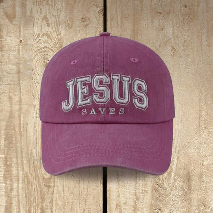 Christianartworkshop Retro Varsity Jesus Saves Baseballkappe - Wein - image 5