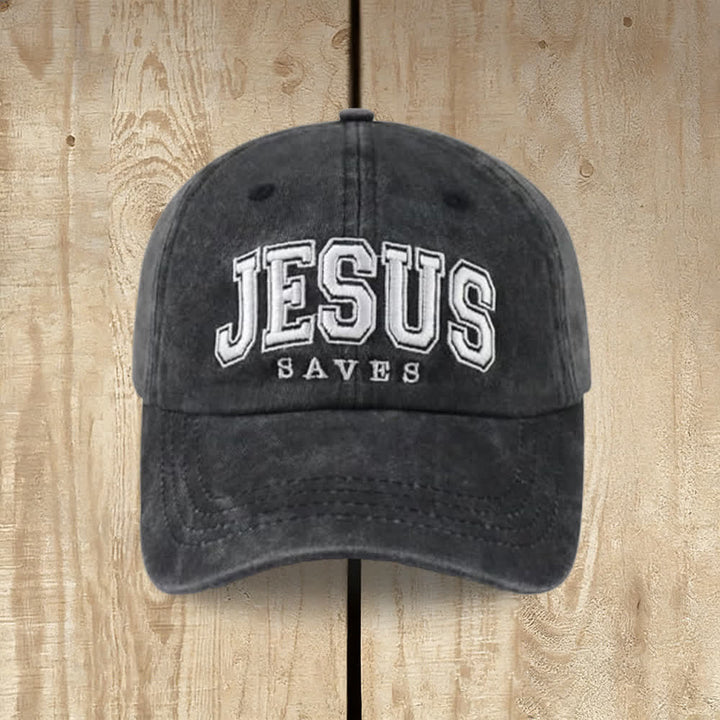 Christianartworkshop Retro Varsity Jesus Saves Baseballkappe - Schwarz - image 0