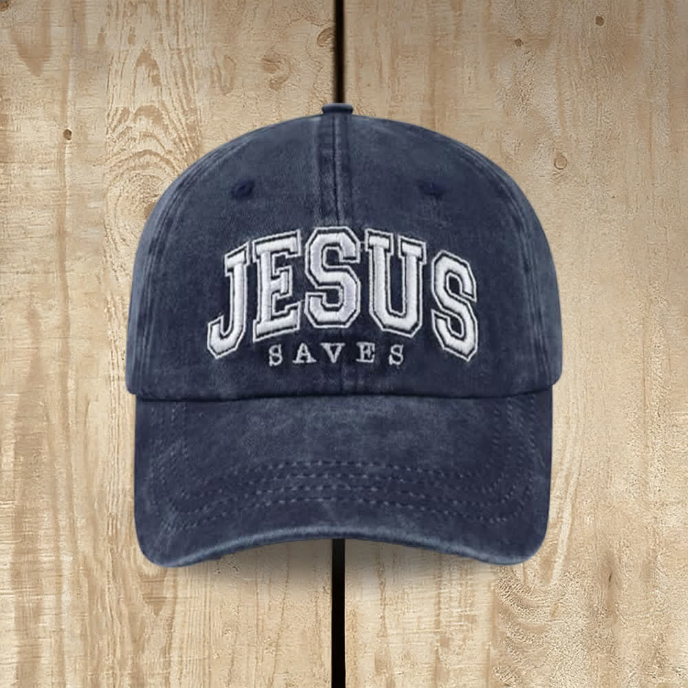 Christianartworkshop Retro Varsity Jesus Saves Baseballkappe - Marineblau - image 6