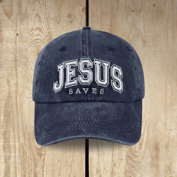 Christianartworkshop Retro Varsity Jesus Saves Baseballkappe - Marineblau - image 6