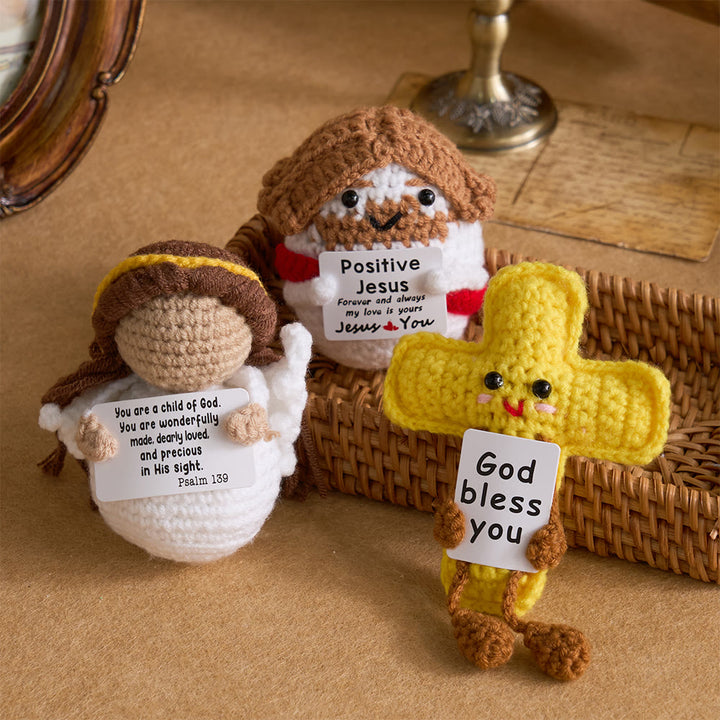 Christianartworkshop Gehäkeltes Set „Jesus, Engel und Kreuz“ (Q-Version): Symbol göttlicher Freude und Gnade - Set mit 3 - image 0