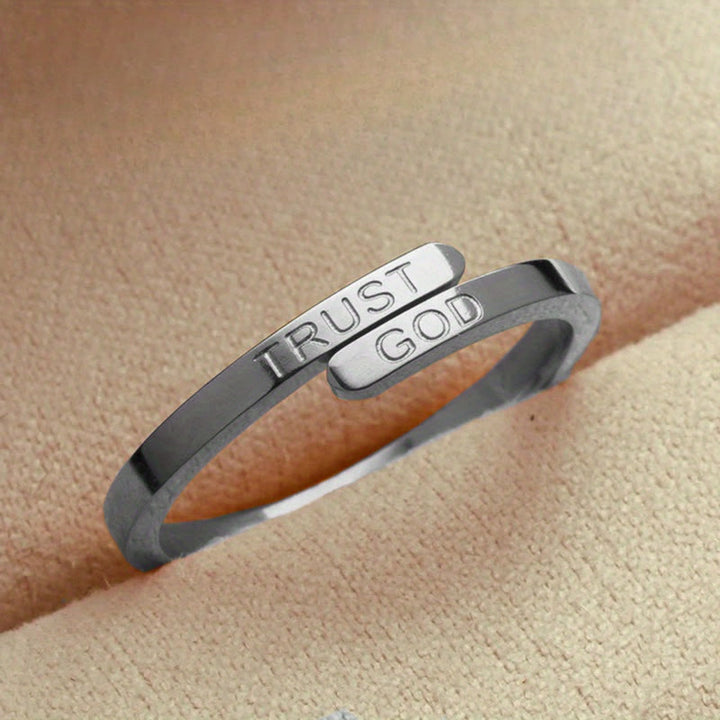 Christianartworkshop VERTRAUE GOTT – Ring mit geteiltem Band: Ein treuer Begleiter göttlichen Vertrauens - Silber (Geeignet für US-Größen 6-13) - image 3