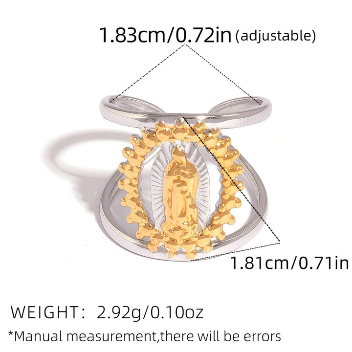 Christianartworkshop Dreifarbiger Hohlrahmen-Ring „Unsere Liebe Frau“: Ein Symbol göttlichen Lichts und göttlicher Hingabe - Silber & Gold - image 5