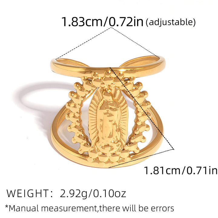 Christianartworkshop Dreifarbiger Hohlrahmen-Ring „Unsere Liebe Frau“: Ein Symbol göttlichen Lichts und göttlicher Hingabe - Golden - image 6