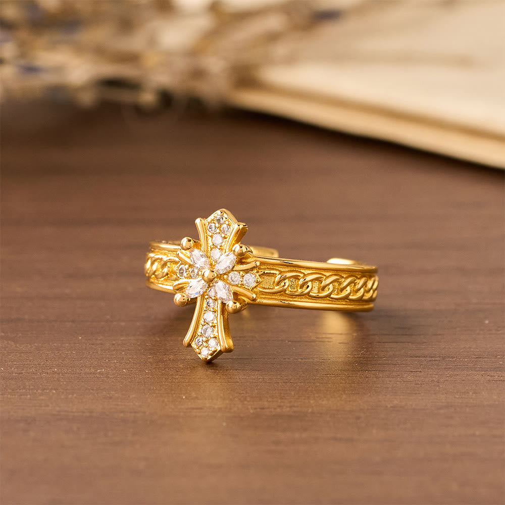 Christianartworkshop Zirkonkreuz-Emaille-Fleur-de-Lis-Ringset: Symbol göttlicher Reinheit und Erlösung - image 3