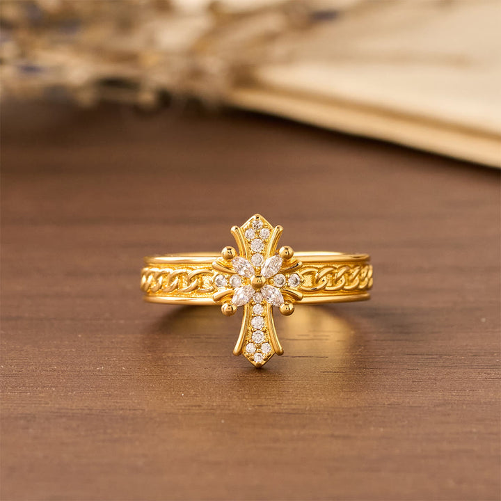 Christianartworkshop Zirkonkreuz-Emaille-Fleur-de-Lis-Ringset: Symbol göttlicher Reinheit und Erlösung - image 2
