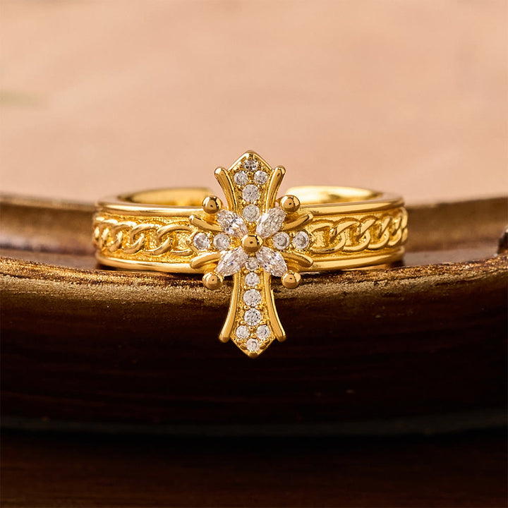 Christianartworkshop Zirkonkreuz-Emaille-Fleur-de-Lis-Ringset: Symbol göttlicher Reinheit und Erlösung - image 6