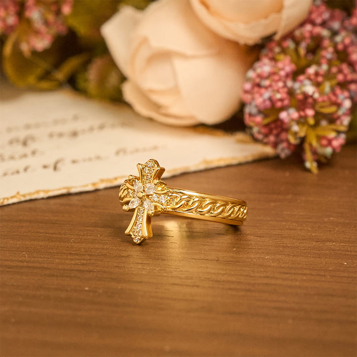 Christianartworkshop Zirkonkreuz-Emaille-Fleur-de-Lis-Ringset: Symbol göttlicher Reinheit und Erlösung - image 4