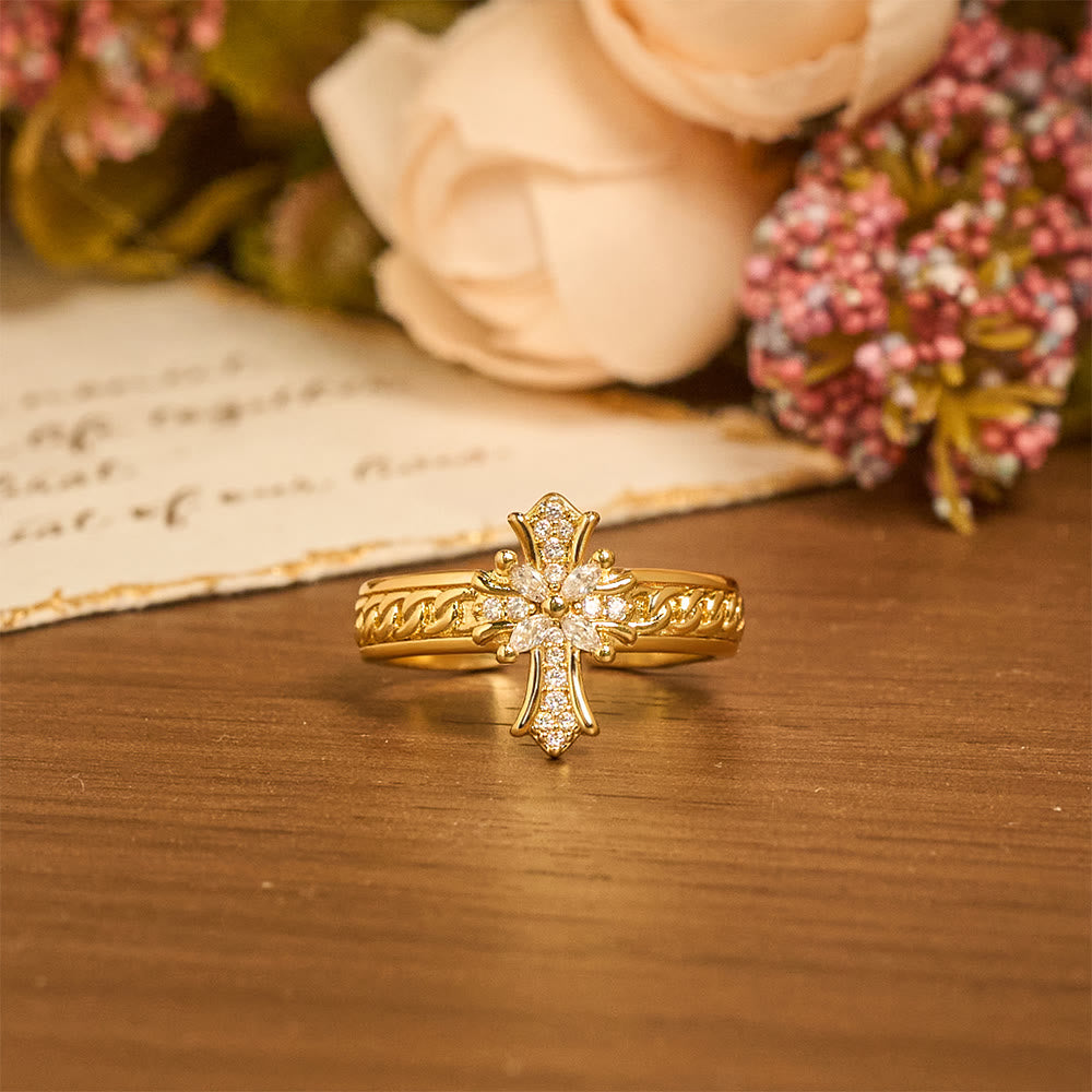 Christianartworkshop Zirkonkreuz-Emaille-Fleur-de-Lis-Ringset: Symbol göttlicher Reinheit und Erlösung - image 5