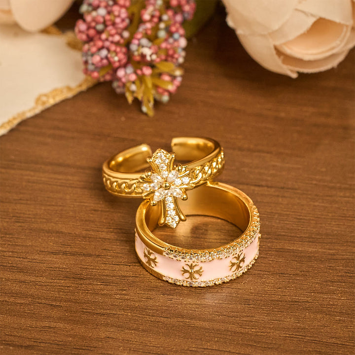 Christianartworkshop Zirkonkreuz-Emaille-Fleur-de-Lis-Ringset: Symbol göttlicher Reinheit und Erlösung - Schritt 2 (Geeignet für US-Größen 8-9) - image 0