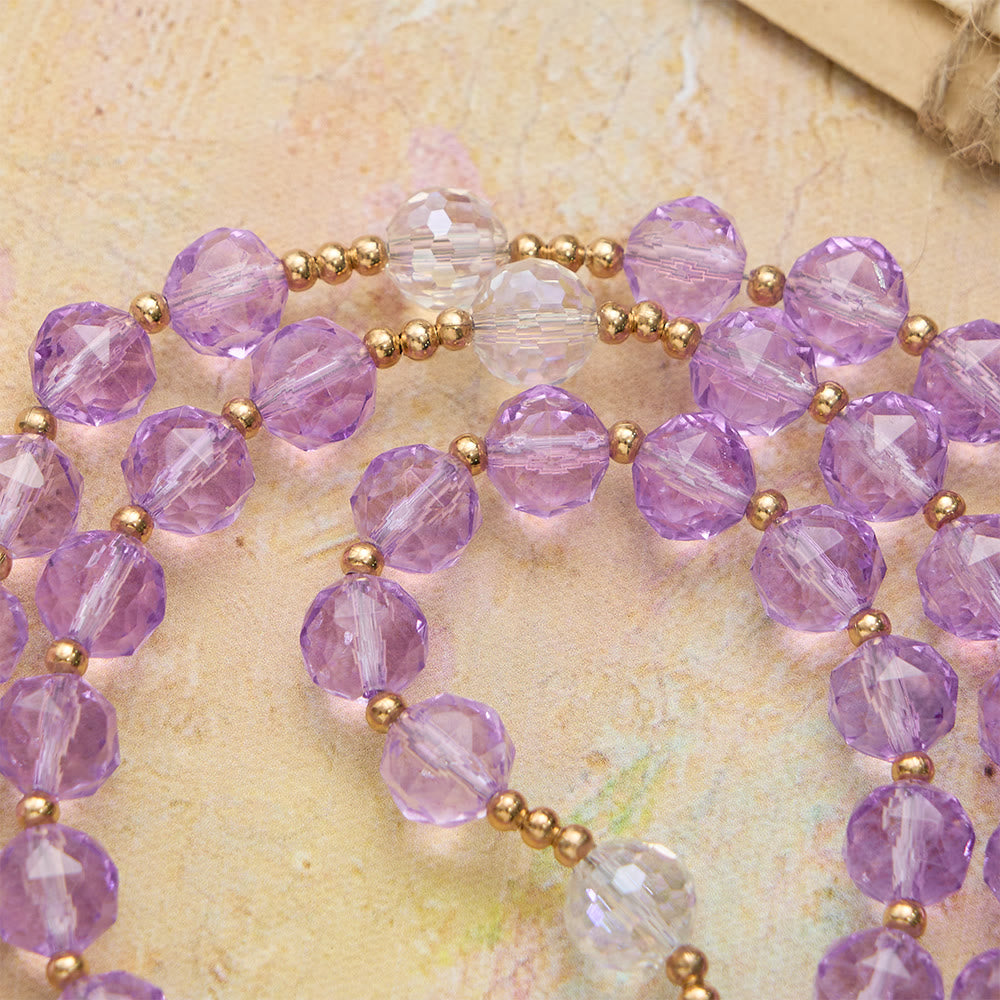 Christianartworkshop Facettierter Rosenkranz aus violettem Glas mit Marienmedaille: Symbol des göttlichen Lichts und der marianischen Gnade - image 6