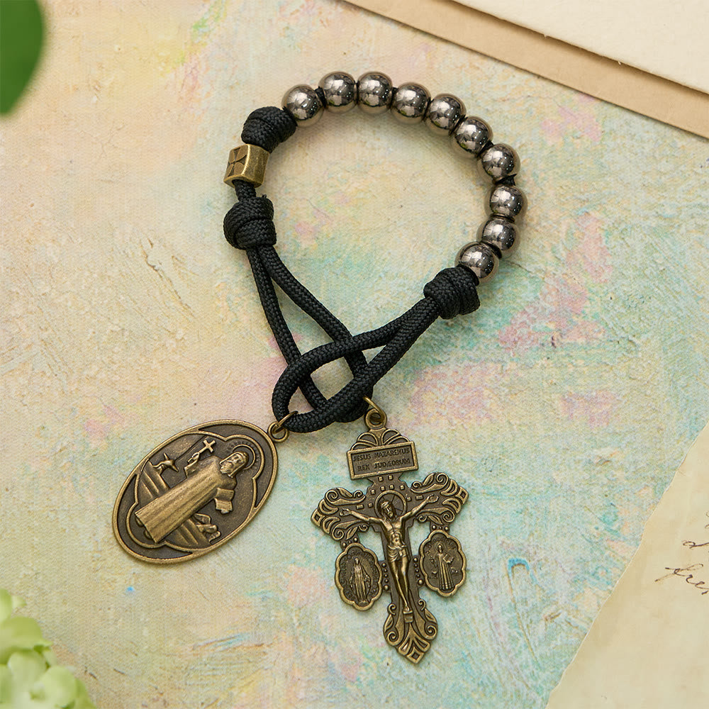 Christianartworkshop Rosenkranz aus Paracord mit dem Heiligen Benedikt als Taschenrosenkranz: Symbol unzerbrechlichen Glaubens und Schutzes - image 5