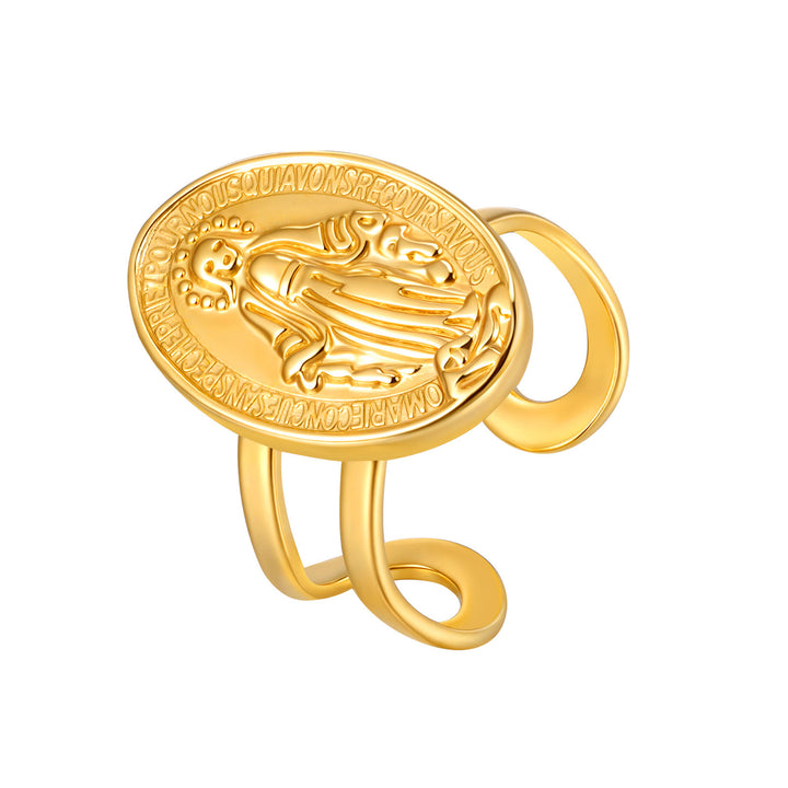 Christianartworkshop Wundertätige Medaille Unserer Lieben Frau, Zirkonia-Halo, offener, verstellbarer Glaubensring - image 6