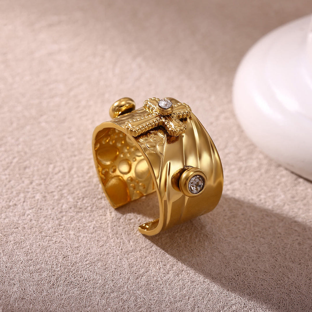 Christianartworkshop Erlösungskreuz-Ring mit Zirkonia-Besatz, breites Band, Andachtsring - image 5