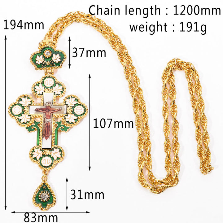 Christianartworkshop Mit Edelsteinen besetzte, kunstvolle Halskette mit orthodoxem Kreuzanhänger: Symbol der Erlösung und göttlichen Herrlichkeit - D - image 6