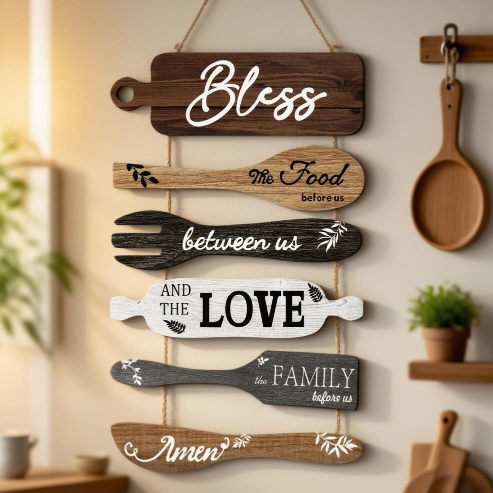 Christianartworkshop Rustikale Wandbilder aus Holz mit Segenssprüchen in vier Stilen: Ein Symbol für familiären Glauben und Gemeinschaft - A - image 0