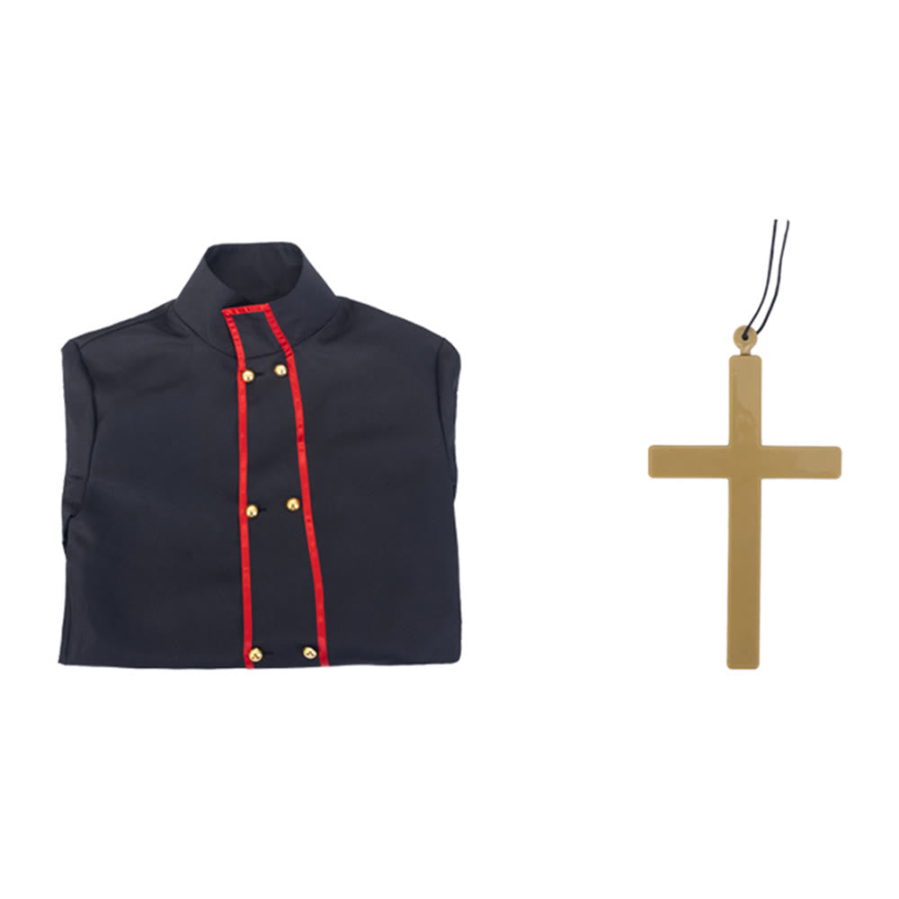 Christianartworkshop Zweireihige Priesterrobe mit goldenem Kreuz und rotem Besatz - image 10