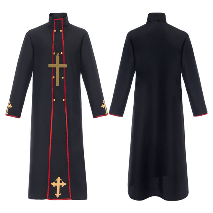 Christianartworkshop Zweireihige Priesterrobe mit goldenem Kreuz und rotem Besatz - image 3