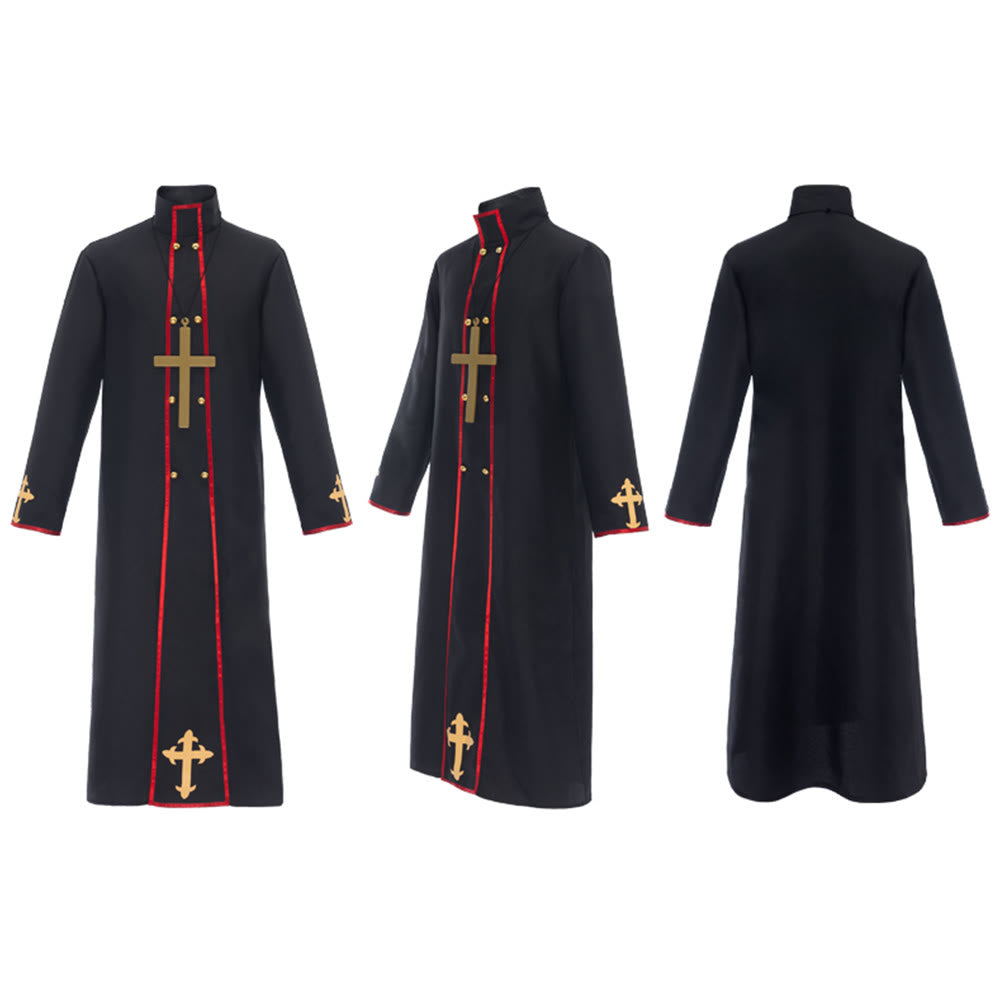 Christianartworkshop Zweireihige Priesterrobe mit goldenem Kreuz und rotem Besatz - image 11