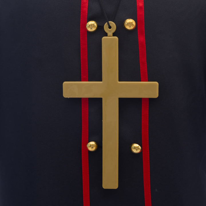 Christianartworkshop Zweireihige Priesterrobe mit goldenem Kreuz und rotem Besatz - image 6