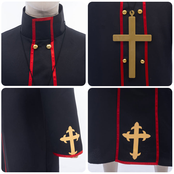Christianartworkshop Zweireihige Priesterrobe mit goldenem Kreuz und rotem Besatz - image 7