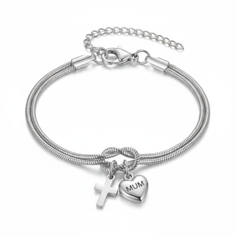 Christianartworkshop Verstellbares Armband mit Liebesknoten, Kreuz und Herzanhänger: Symbol der Hingabe und göttlichen Gnade - image 2