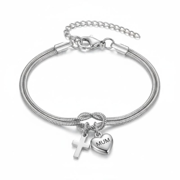 Christianartworkshop Verstellbares Armband mit Liebesknoten, Kreuz und Herzanhänger: Symbol der Hingabe und göttlichen Gnade - image 2