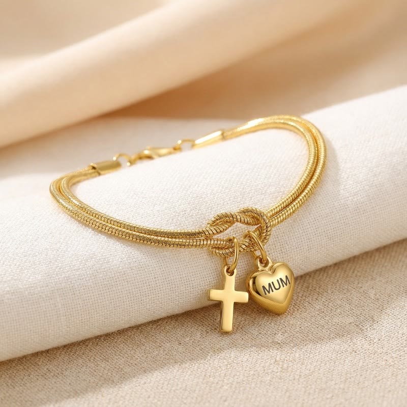 Christianartworkshop Verstellbares Armband mit Liebesknoten, Kreuz und Herzanhänger: Symbol der Hingabe und göttlichen Gnade - Gold - image 3