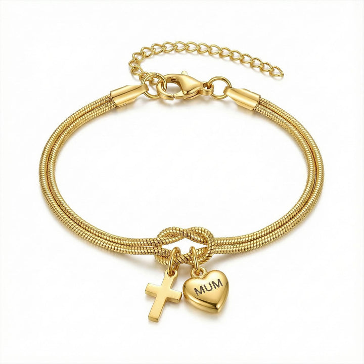 Christianartworkshop Verstellbares Armband mit Liebesknoten, Kreuz und Herzanhänger: Symbol der Hingabe und göttlichen Gnade - image 5