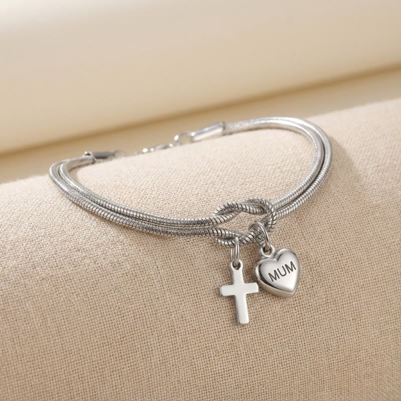 Christianartworkshop Verstellbares Armband mit Liebesknoten, Kreuz und Herzanhänger: Symbol der Hingabe und göttlichen Gnade - image 1