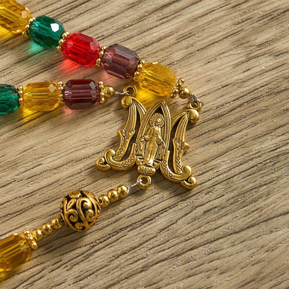 Christianartworkshop Rosenkranz aus mehrfarbigen zylindrischen Kristallperlen: Symbol göttlicher Freude und Vielfalt - image 7