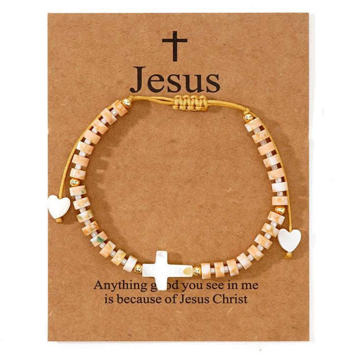 Christianartworkshop Freundschaftsarmband aus Natursteinperlen mit hohlem Kreuz: Symbol spiritueller Hingabe - Orange - image 7