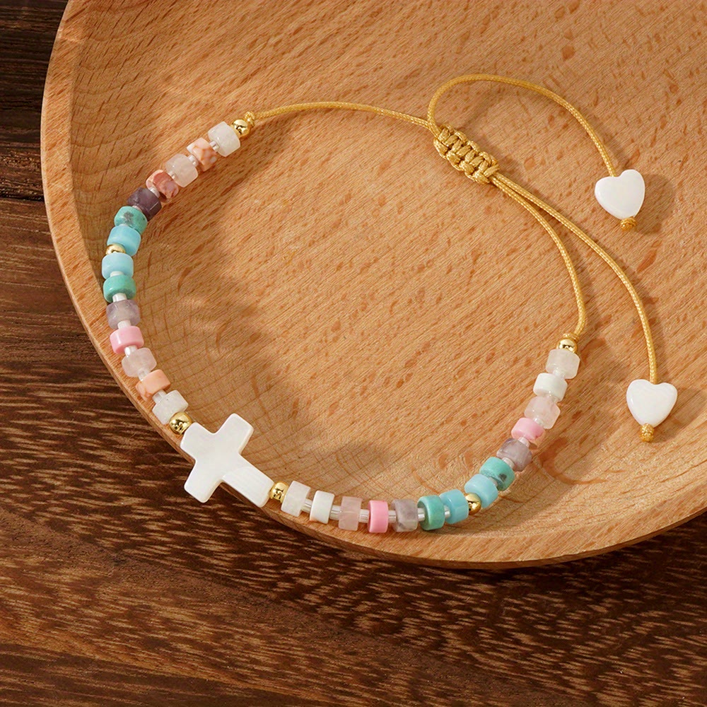 Christianartworkshop Freundschaftsarmband aus Natursteinperlen mit hohlem Kreuz: Symbol spiritueller Hingabe - image 6