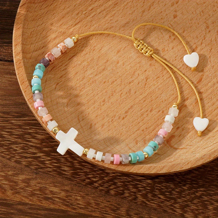 Christianartworkshop Freundschaftsarmband aus Natursteinperlen mit hohlem Kreuz: Symbol spiritueller Hingabe - image 6