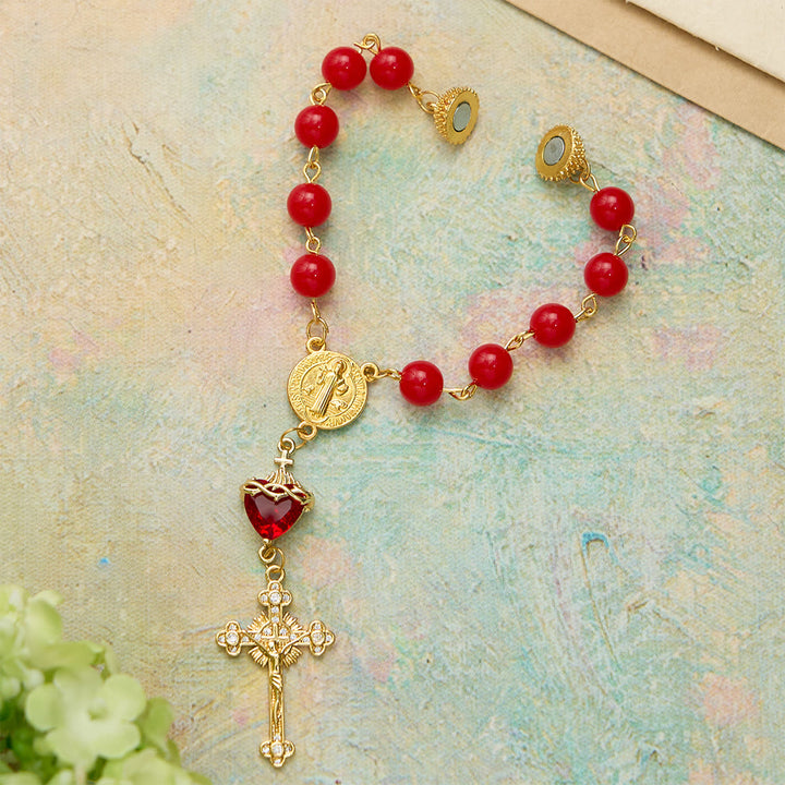 Christianartworkshop Rosenkranz des Heiligen Herzens Jesu für den heiligen Benedikt: Symbol göttlicher Inbrunst und göttlichen Schutzes - image 5