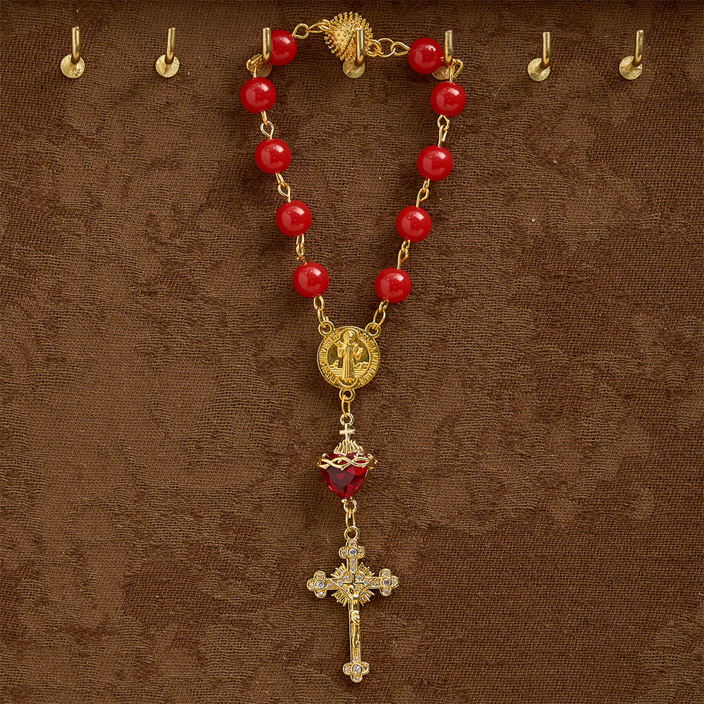 Christianartworkshop Rosenkranz des Heiligen Herzens Jesu für den heiligen Benedikt: Symbol göttlicher Inbrunst und göttlichen Schutzes - Der heilige Benedikt und das Kruzifix - image 0