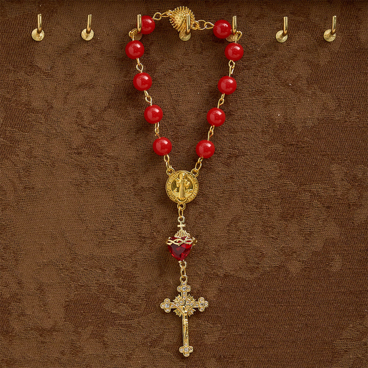 Christianartworkshop Rosenkranz des Heiligen Herzens Jesu für den heiligen Benedikt: Symbol göttlicher Inbrunst und göttlichen Schutzes - Der heilige Benedikt und das Kruzifix - image 0