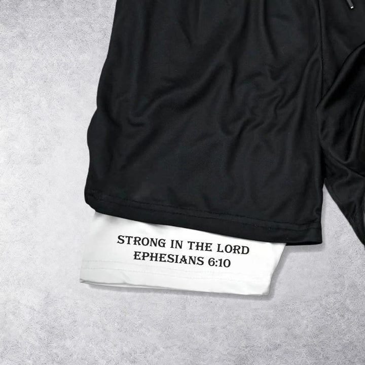 Christianartworkshop Epheser 6,10 Stark im Herrn Langhantel Cross Performance Shorts - image 6