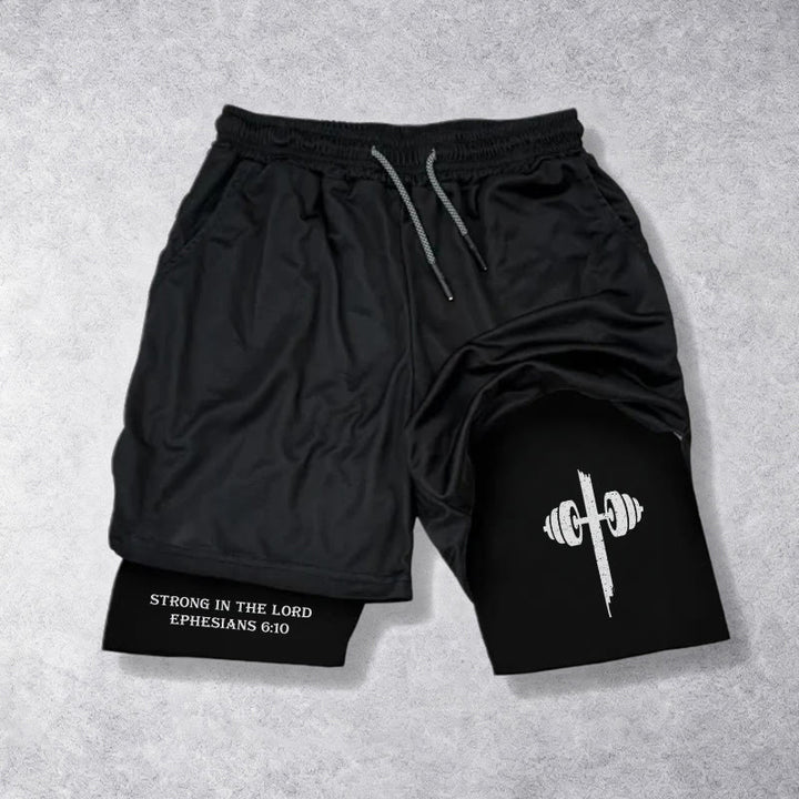 Christianartworkshop Epheser 6,10 Stark im Herrn Langhantel Cross Performance Shorts - image 13