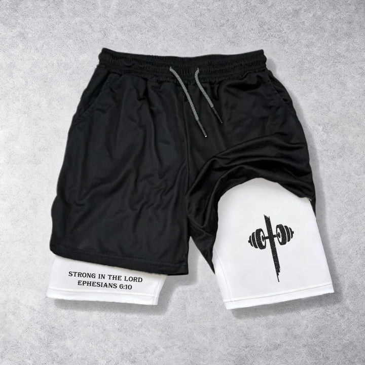 Christianartworkshop Epheser 6,10 Stark im Herrn Langhantel Cross Performance Shorts - image 5