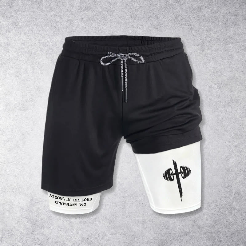 Christianartworkshop Epheser 6,10 Stark im Herrn Langhantel Cross Performance Shorts - Weiß - 3XL - image 0