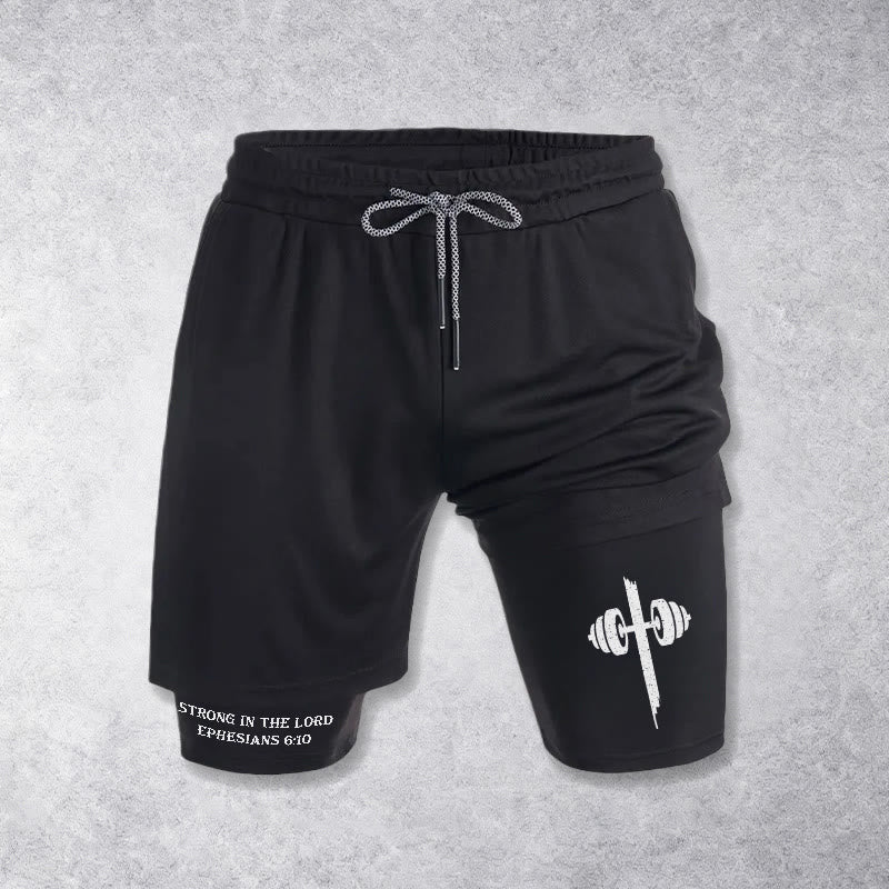 Christianartworkshop Epheser 6,10 Stark im Herrn Langhantel Cross Performance Shorts - Schwarz - 3XL - image 9