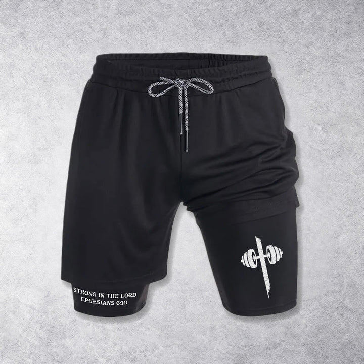 Christianartworkshop Epheser 6,10 Stark im Herrn Langhantel Cross Performance Shorts - Schwarz - 3XL - image 9