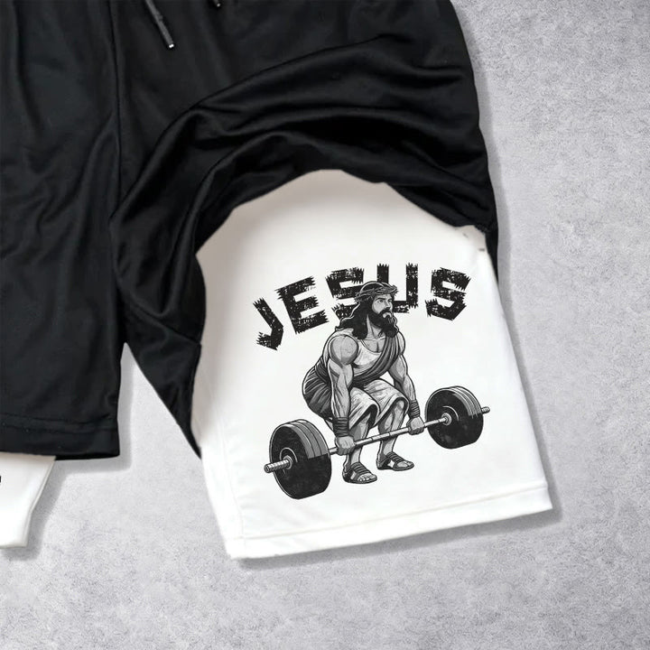 Christianartworkshop Epheser 6,10 Jesus Gewichtheben Leistungsshorts - image 5
