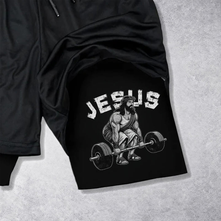 Christianartworkshop Epheser 6,10 Jesus Gewichtheben Leistungsshorts - image 16